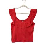 BP . Ruffle Rib Knit Tank Pink Coral Ruffle Size Large Sz L New Without Tag Photo 2