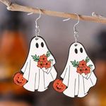 🌸 4 for $20 Halloween Ghost Earrings, Halloween, Boho, Ghost, Vintage Fall White Photo 0