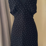 WAYF  Black and White Polka Dot V-Neck Chiffon Mini Dress – Size XL Photo 0