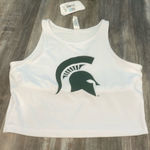 Zoozatz College Corner Michigan State University White Crop Tank Large NEW Photo 0