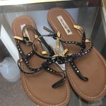 American Eagle black strapy studded faux leather buckle strap sandals 9.5 Photo 0