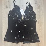 We Wore What  Embroidered Velvet Peplum Corset Top Black Size 16 NWT Photo 1