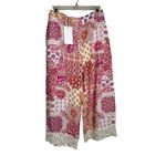 ZARA GUIPURE TRIM PRINTED PANTS NWT Sz. M Photo 2