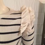 Stylus Ruffle Shoulder lite ribbed Cotton Top Black Photo 2