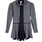 Soft Surroundings navy blue gray striped Soft zip up Sweater Women size XS Photo 5
