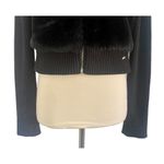 Guess  Jean’s GLAMOUR Black Faux Fur Sweater Knit Zip Up Jacket Size M Photo 2