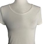 Ann Taylor LOFT Short Sleeve Ruffle T Shirt XS Cream Stretch Knit Round Neck Photo 1