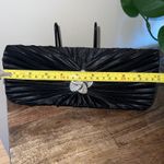 Gunne Sax Black Ruched Clutch Rhinestone Flower Evening Bag Formal Purse Photo 2