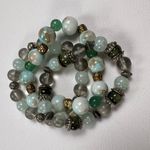 None Handmade Beaded Bracelet Trio Earthy Color Theme Mixed Metal Beads Browns Blues Photo 3