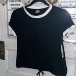 No Bo Nwt  Womens Size Small 3-5 Short Sleeve Black white Crop Top‎ Shirt Photo 8