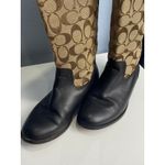 Coach Chrissi Riding Boots 7.5B Black Leather Brown Signature Logo Tall Boots Photo 2