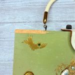 Vintage unique wooden cigar box hand clutch purse jeweled flower cart Madge Green Photo 6