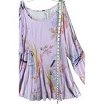 Free People Clear Skies Tunic Dress XS Lilac Floral Cold Shoulder Top Boho Fairy Photo 6