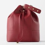 ZARA  Faux Leather Deep Red Bucket Bag Photo 0
