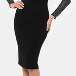 Betsy and Adam  Rhinestone Long Sleeve Cutout Sheath Dress Black 6‎ Photo 0