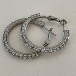 J.Crew Silver Diamond Hoop Earrings Photo 0