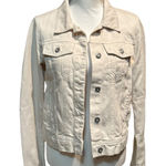Free People Women’s Ivory Denim Jacket Size Small 100% Cotton Button Front Photo 0