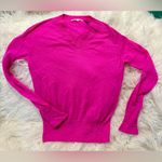 Helmut Lang  Bright Pink V-Neck Ruffle Cuff Lightweight Cashmere Sweater XS Photo 2