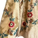 Laura Ashley  Womens Slub Silk Floral Embroidered Shirt Jacket Sz M Cottage Boho Photo 2