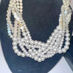 Rush BEADED NECKLACE - BY DENIS CHARLES SILVER WOVEN BEADED BIB Photo 1