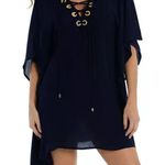 La Blanca  Black Capri Lace Up Caftan Swim Cover-Up Size M Photo 0