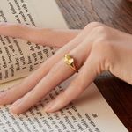 Heart Ring Gold Heart Ring Stackable Ring Photo 3