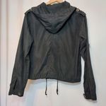 Brandy Melville Lightweight Windbreaker Black Zip Up Hooded Cropped Jacket Photo 2