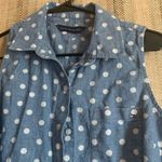 Tommy Hilfiger  Top Denim Cotton Blue Blouse Shirt Women Size Small Polka Dot Photo 1