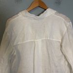 Madewell Womens Resort Long Sleeve Shirt Linen White Size XS Eyelet Embroidered Photo 7