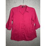 Eileen Fisher  PL Petite Large Womens Top 3/4 Sleeve Button Linen Blend Pink Photo 1