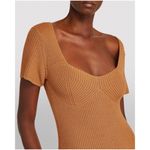 Staud Camden Ribbed Knit Stretch Short Sleeve Sweater Maxi Dress Camel Brown L Size L Photo 4