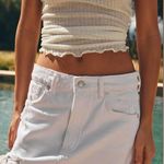 ZARA RIPPED TRF DENIM Jean MINI SKIRT White Size S NEW Photo 2