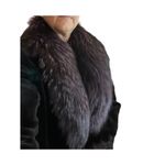 Sheared Mink and Farmed Fox Real Fur Coat Jacket Lush Luxury Purple Black Size 8 Photo 6