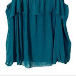 Old Navy Fairycore Glam Glitter Dot Cold Shoulder Blouse Deep Turquoise Blue- M Photo 8
