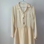 VTG Cream Sheer sz M Floral Embroidered Collared Button Midi Feminine Soft Girl Size M Photo 1