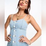 ASOS  Urban Revivo Denim Cami Mini Dress with Daisy Buttons in Blue Photo 2