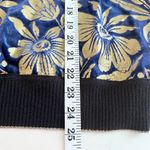 Tory Burch Hollis Floral Foil Print Velvet Front Navy Crewneck Sweater Size XL Photo 5