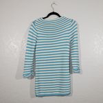 Boden USA Boden Turquoise Blue Striped Boat Neck Wool Blend Sweater Size 2 Photo 4