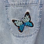 CB Casual 90s Y2K Mini Dress Chambray Denim Butterfly Embroidery Size Large Photo 2