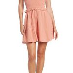 Socialite Smocked Waist Ruffle Strap Sleeveless Cotton Mini Dress Coral S Photo 14