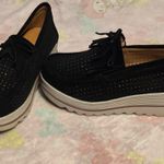 Black suede platform loafers 8 NEW Photo 3