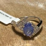 Sterling Silver NWT Designer RJ Blue Purple Tanzanite Dainty  Ring Photo 0