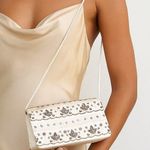 La Regale Vintage Beaded Satin Evening Bag Cream Brown Artsy Fairycore Ethereal Photo 0