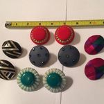 Lot Of 5 Costume Earrings Fabric Vintage Though Modern Clip On Clipon Variety Photo 2