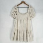 Sophie Rue Cream Lightweight Textured Puff Sleeve Peasant Mini Dress Size L Photo 6