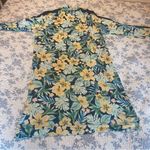 Stella Parker Mock Neck Yellow and Navy Tropical Print Sun Dress Size Large Blue Photo 7
