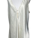 Minimal Ivory Satin Midi Slip Dress Button Front Go Softly 1X Photo 0