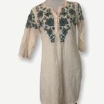 Angel Biba Biba Beige Green Orange Embroidery Tunic Top  Photo 2