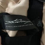 Karolina Zmarlak Tan Black Silk Blend Lined Midi Skirt Elegant Minimalist 12 Photo 5