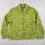Life Style Raw Ribbon Ruffle Green & Pastel Shirt Button Front Fringe Colorful L Size L Photo 0